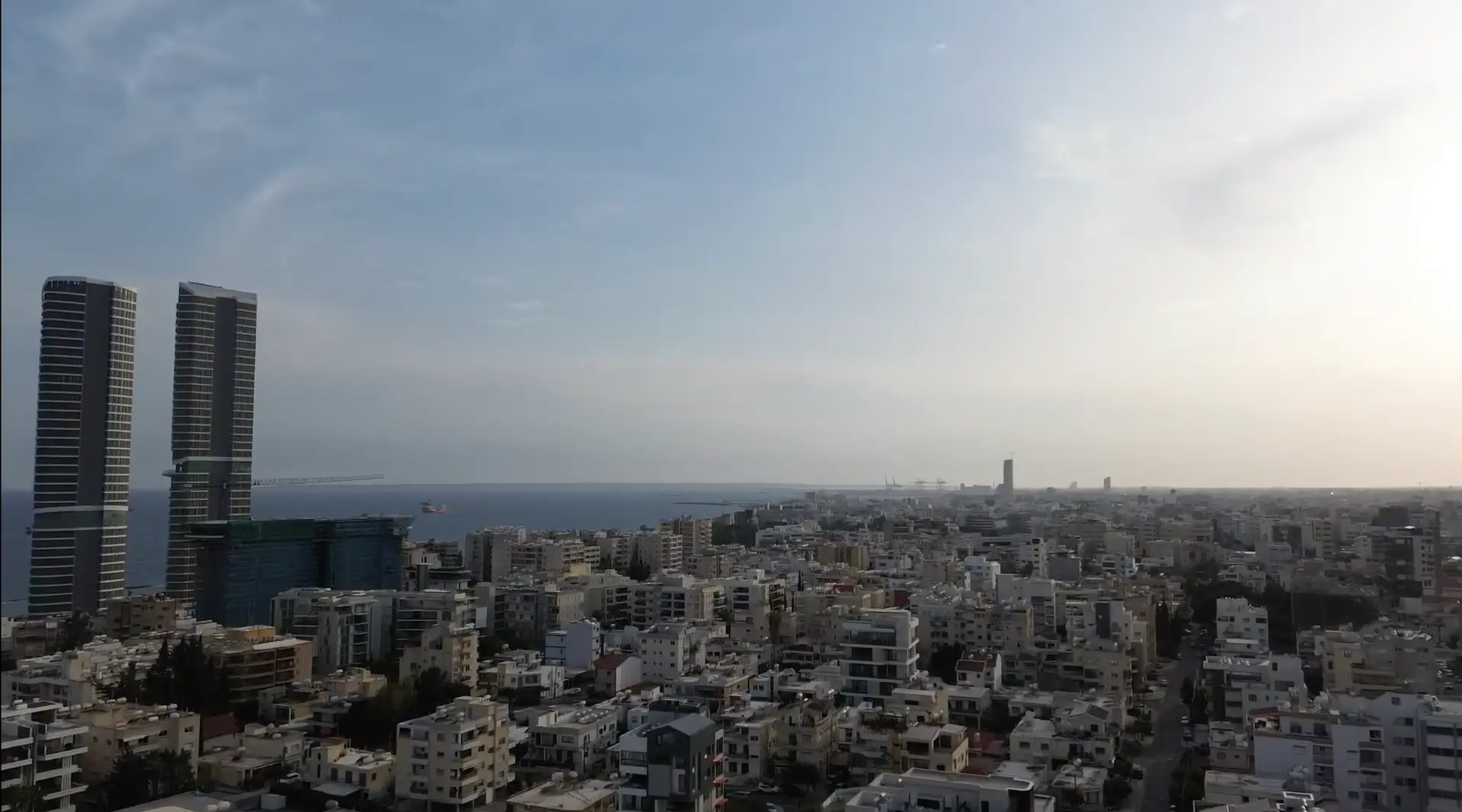 Limassol skyline with the sea and city towers